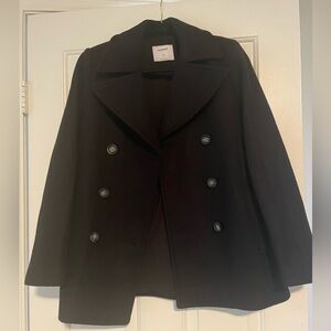 Classic Black Double-Breasted Women's Coat